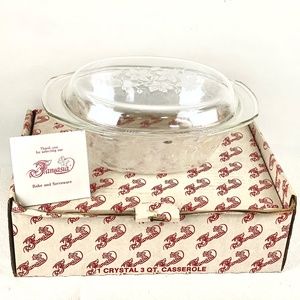 Princess House Crystal Fantasia 3 QT Covered Casserole Dish w Lid 529 Box France